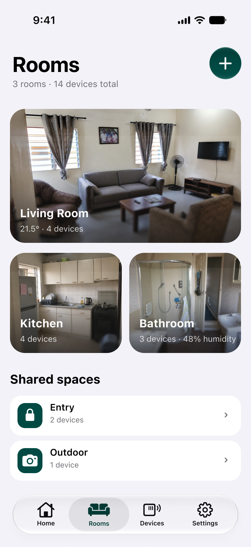 Switch App rooms screen